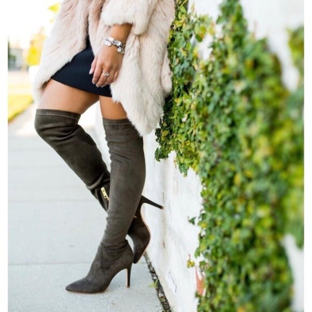Joie Jemina Over the Knee Suede Boots Dark Taupe Size 7 - Picture 9 of 11